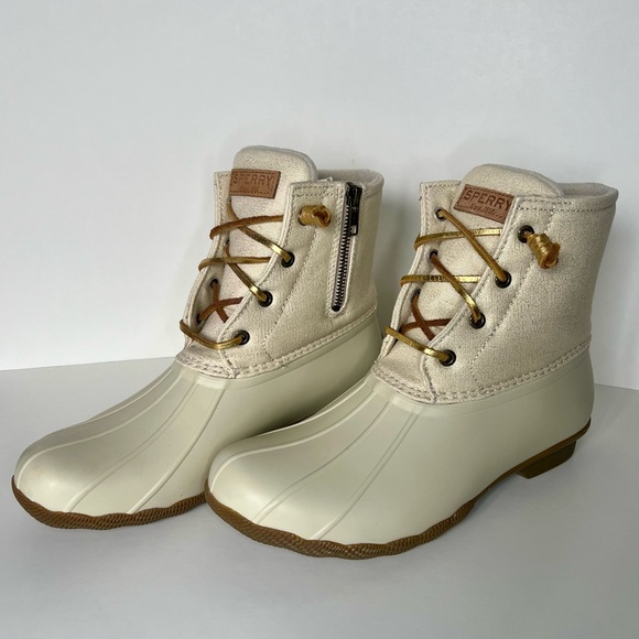 Sperry Shoes - Sperry-Women’s-Saltwater Duck Boot-Size 10-Ivory/Shimmer Gold/Brown-NWOT